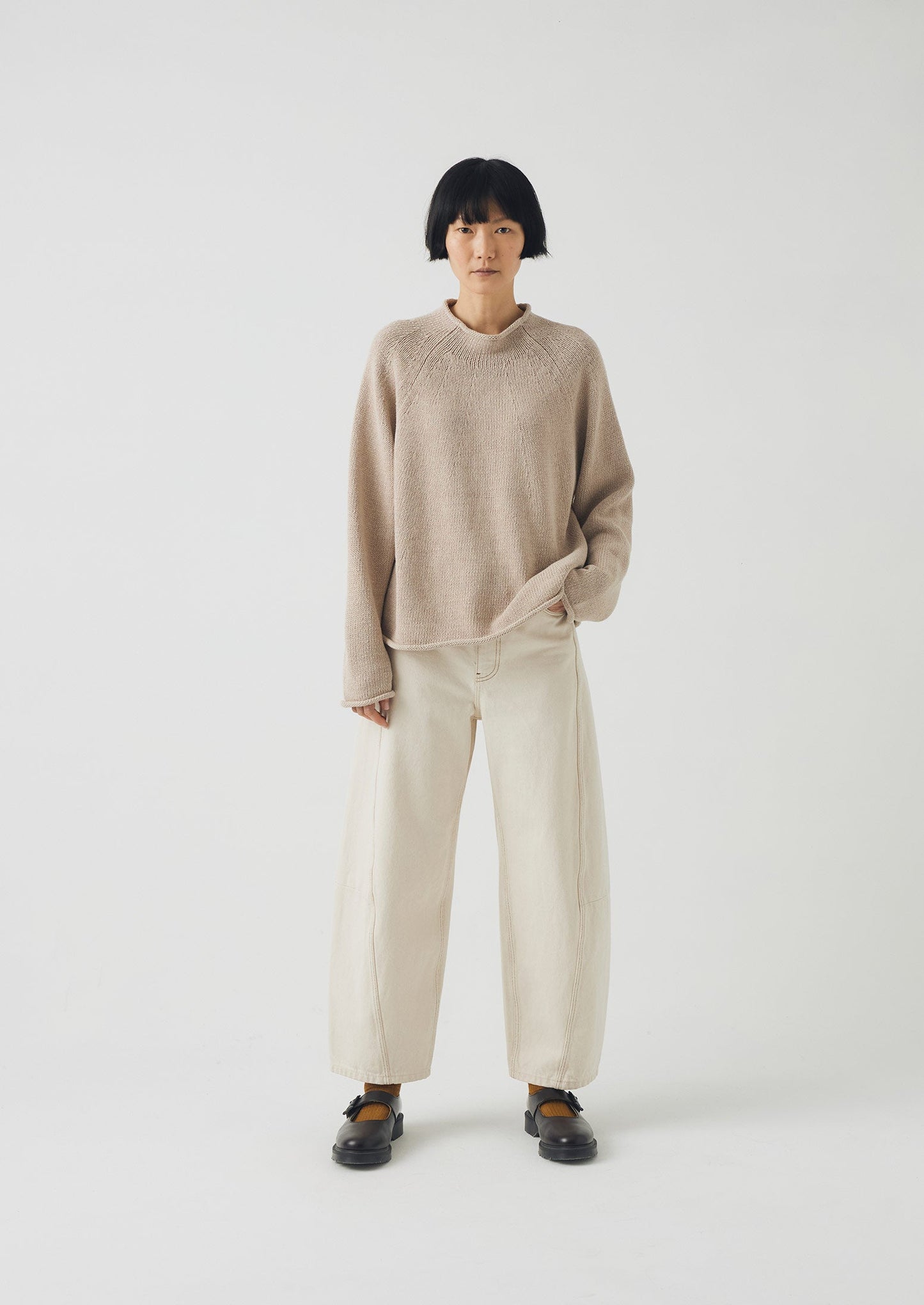 Maglione semplice in lino e cotone biologico | Pergamena