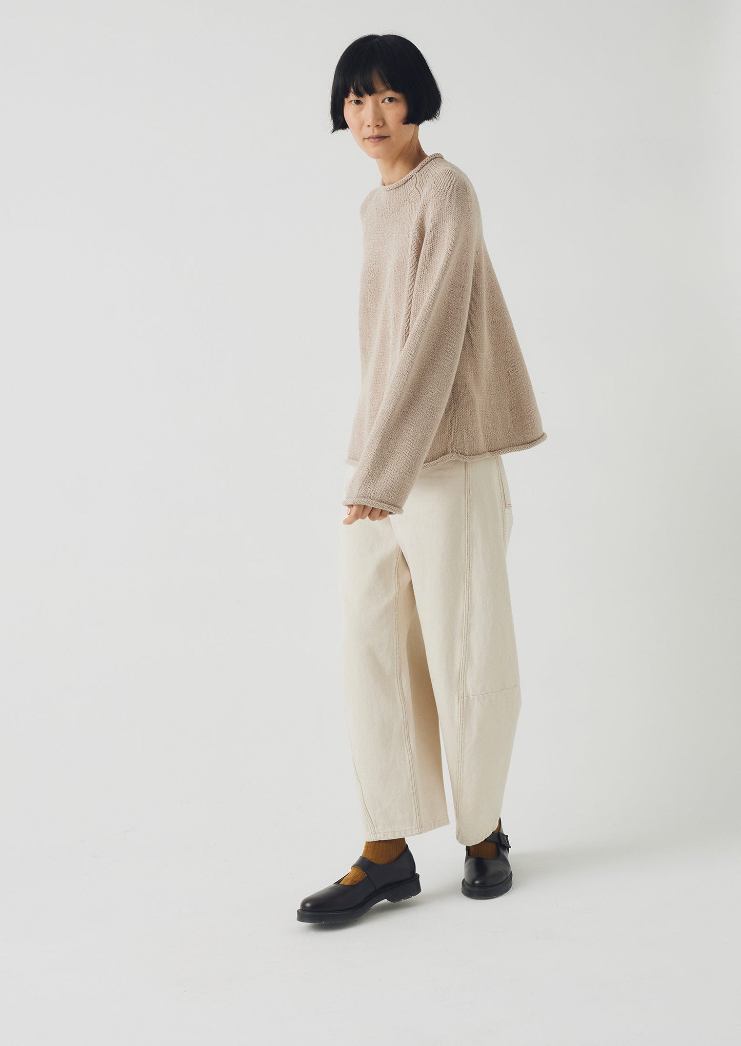 Maglione semplice in lino e cotone biologico | Pergamena