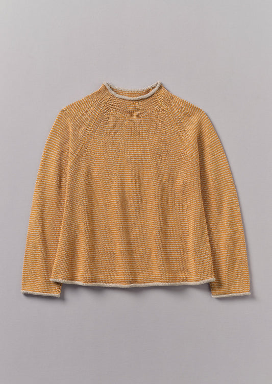 Maglione a righe in lino e cotone | Spice/Putty