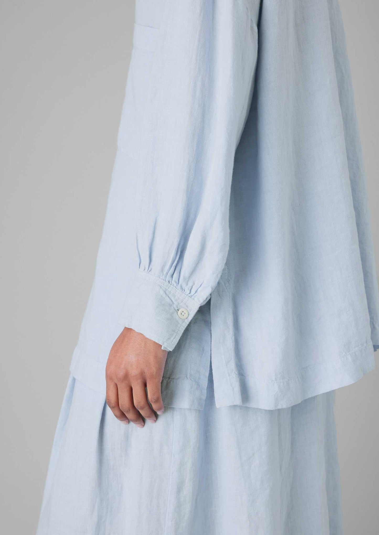 Camicia oversize in lino tinto in capo | Blu uovo