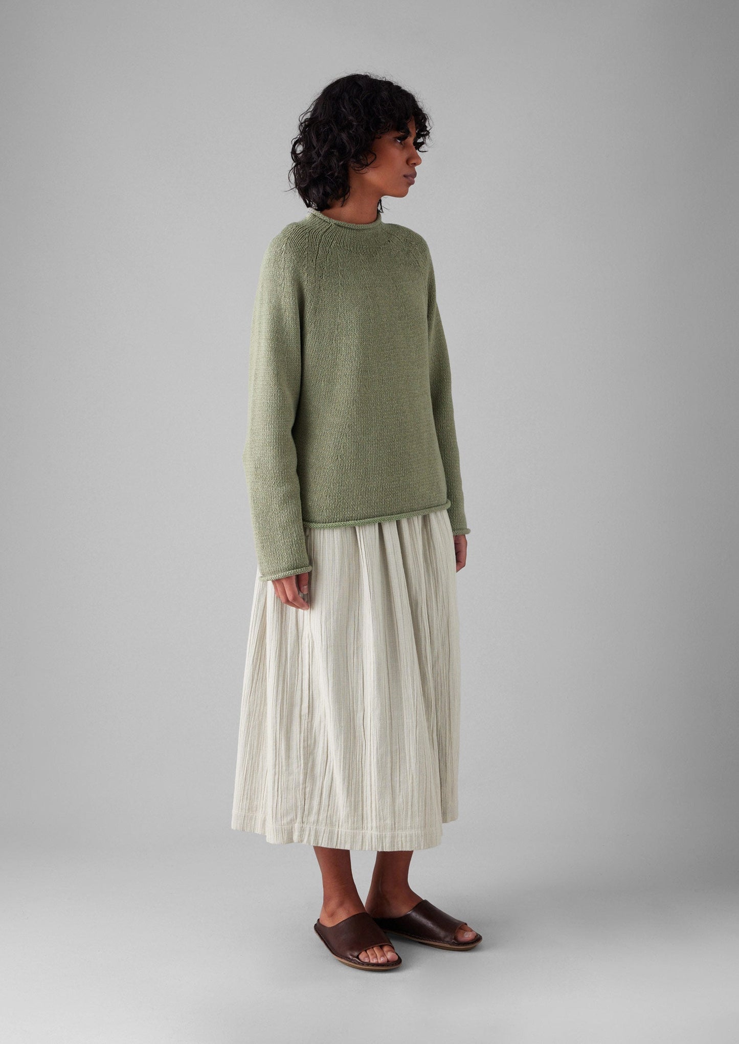 Maglione semplice in lino e cotone biologico | Salvia