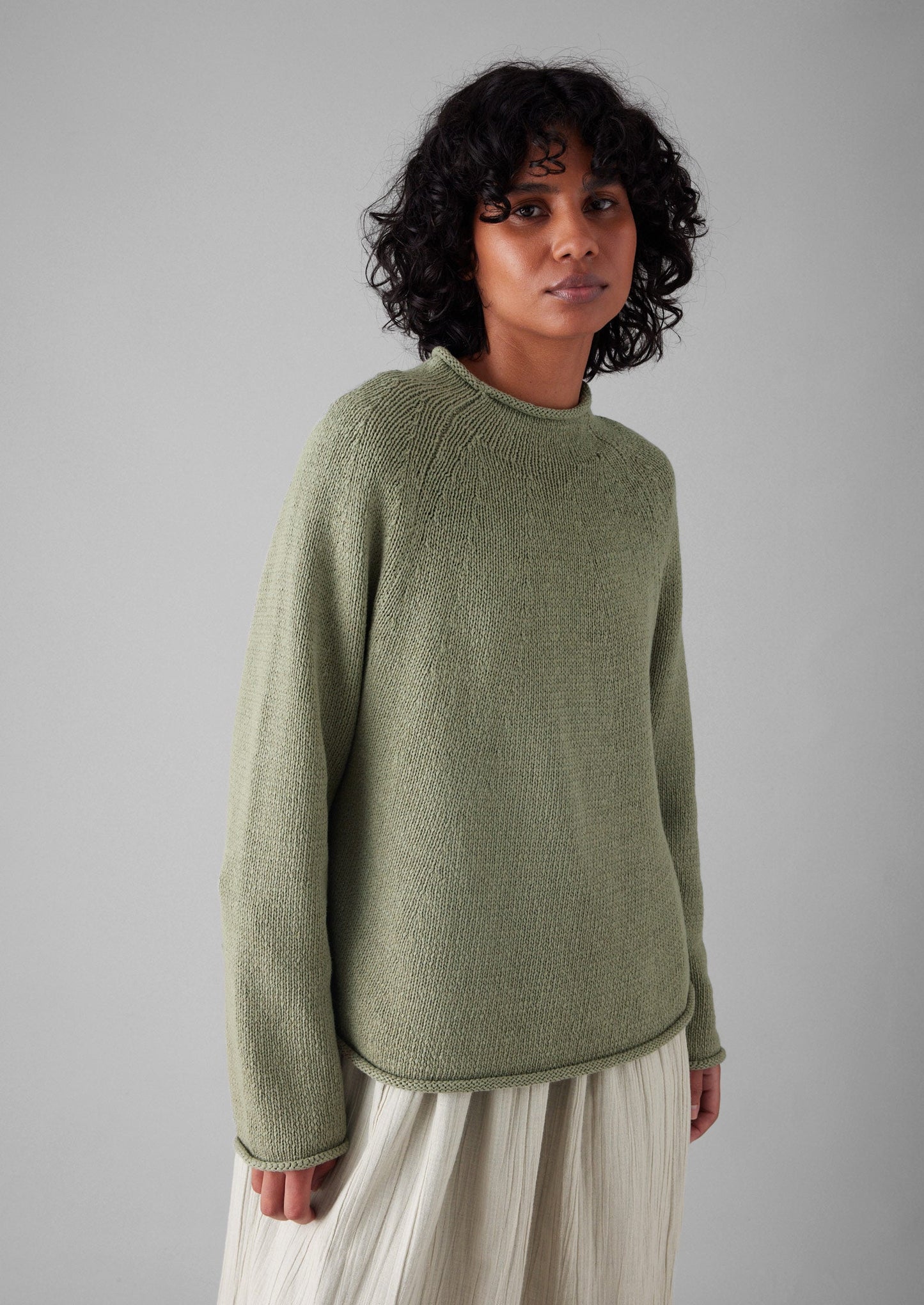 Maglione semplice in lino e cotone biologico | Salvia