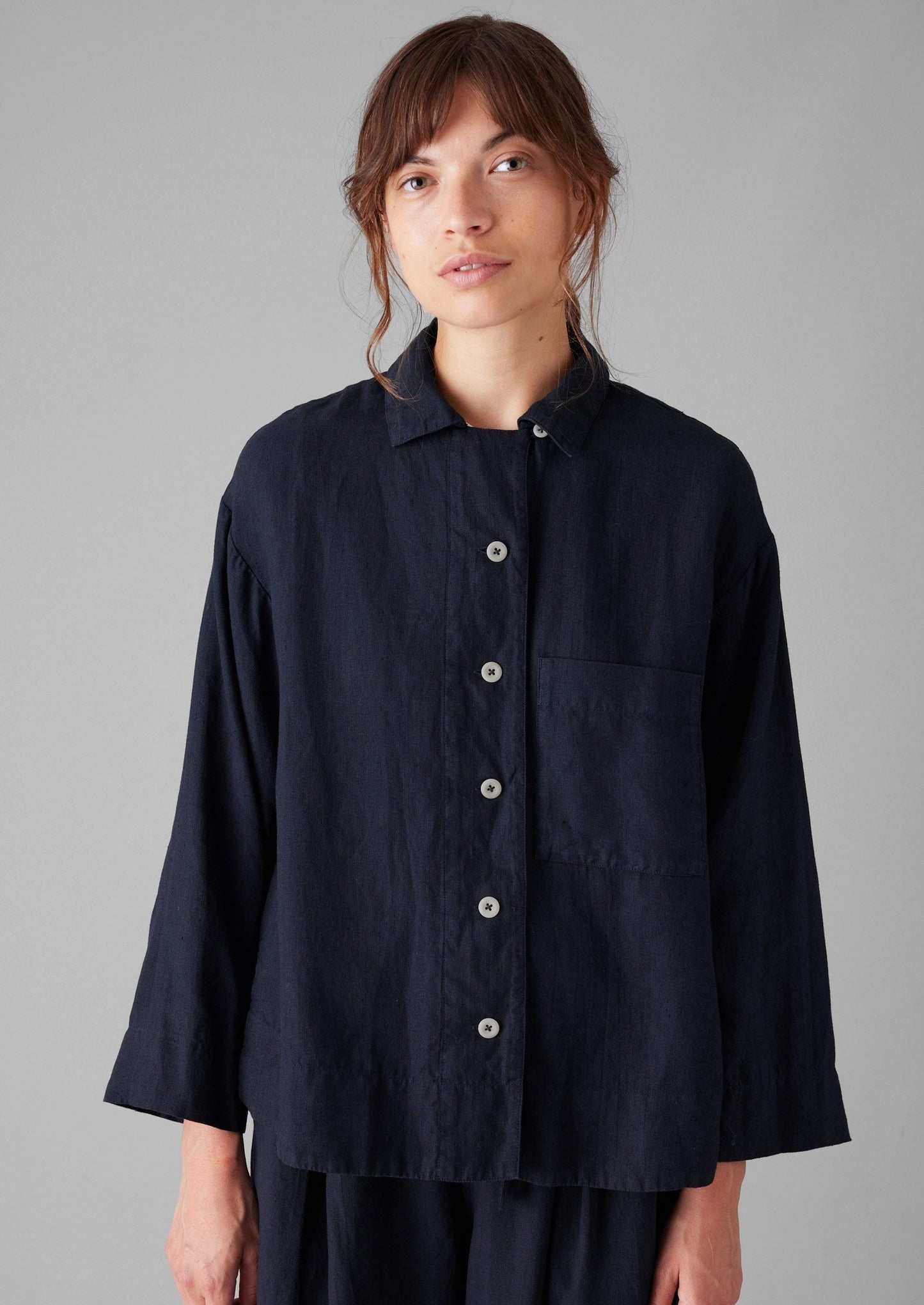 Camicia in lino tinto in capo | Mezzanotte