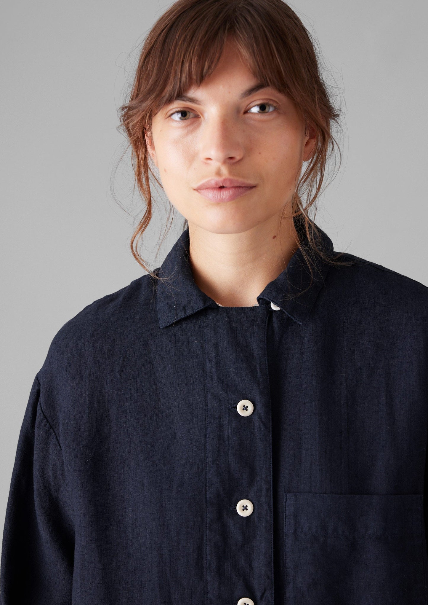 Camicia in lino tinto in capo | Mezzanotte