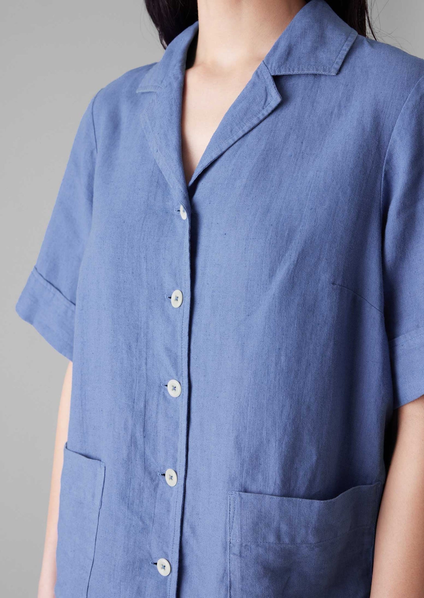 Camicia squadrata in lino tinto in capo | Fiordaliso