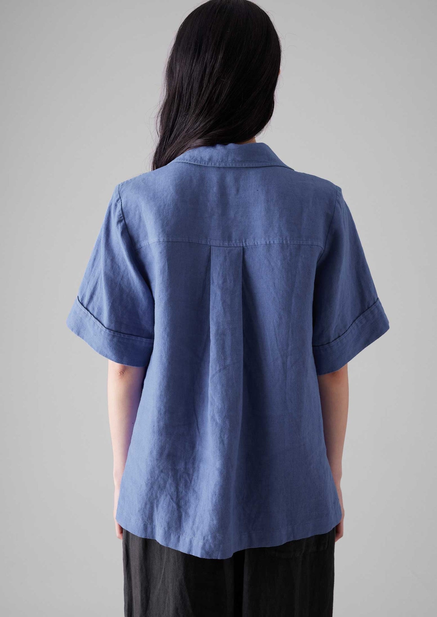 Camicia squadrata in lino tinto in capo | Fiordaliso