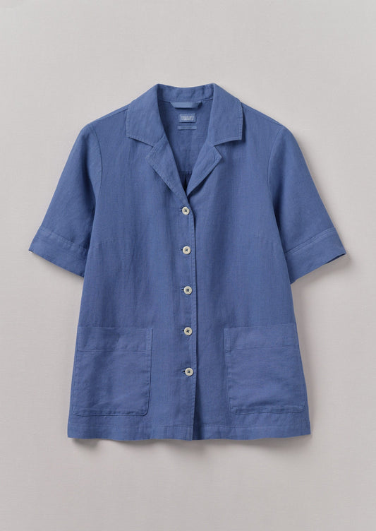 Camicia squadrata in lino tinto in capo | Fiordaliso