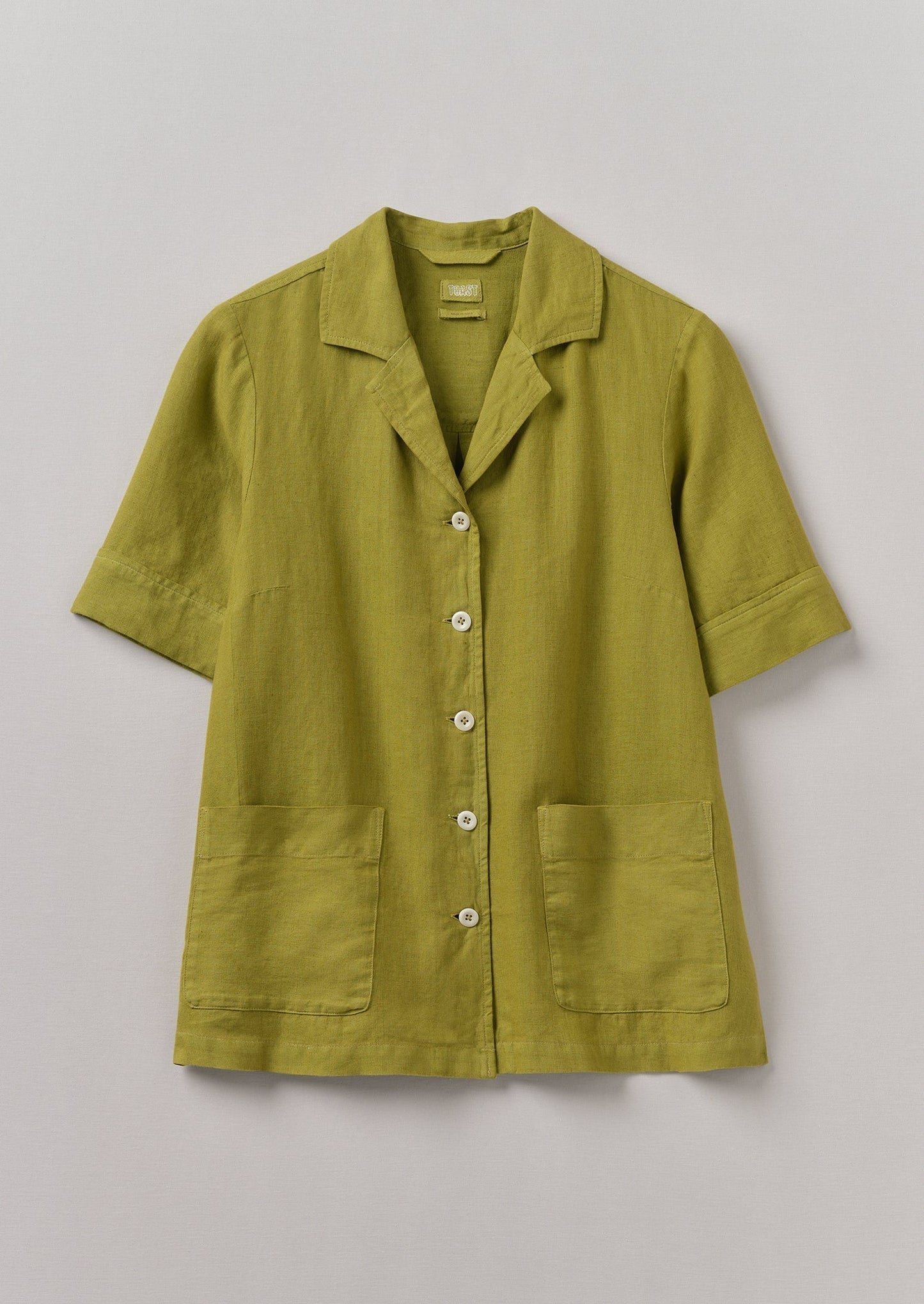 Camicia squadrata in lino tinto in capo | Olivine