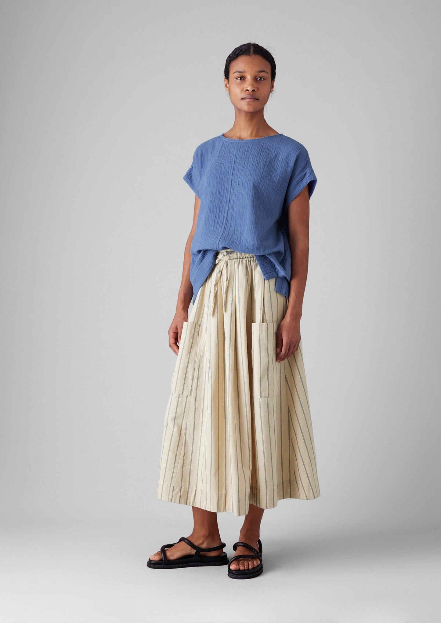 Top in garza di cotone stropicciata | Fiordaliso