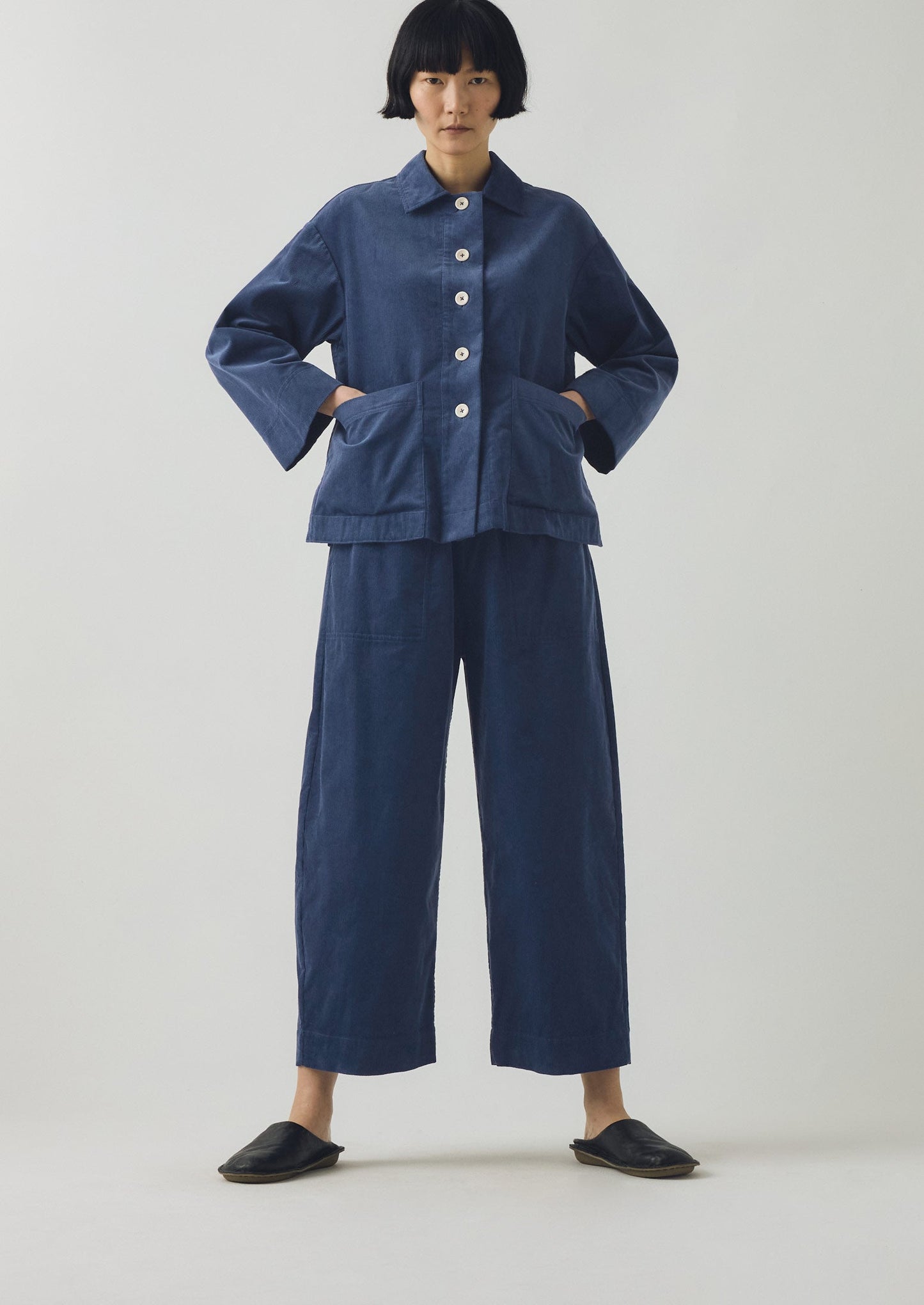 Camicia in velluto a coste biologico | Blu denim