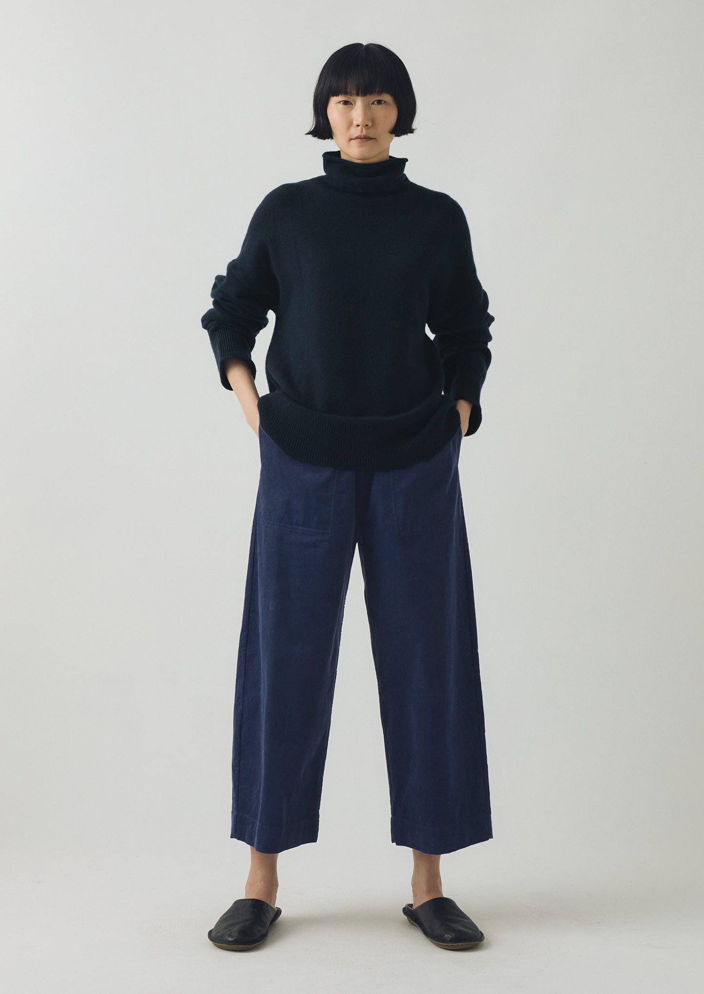 Maglione in lana e cashmere a collo alto | Blu inchiostro