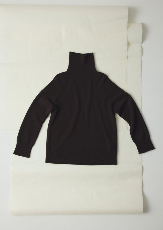 Maglione in lana e cashmere a collo alto | Marrone terra d'ombra