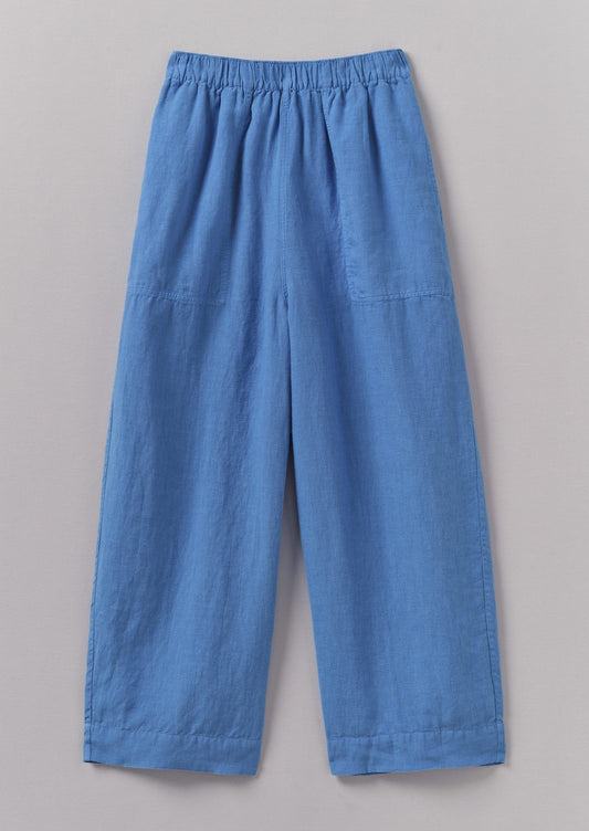 Pantaloni a gamba a botte in lino tinto in capo | Blu Violane