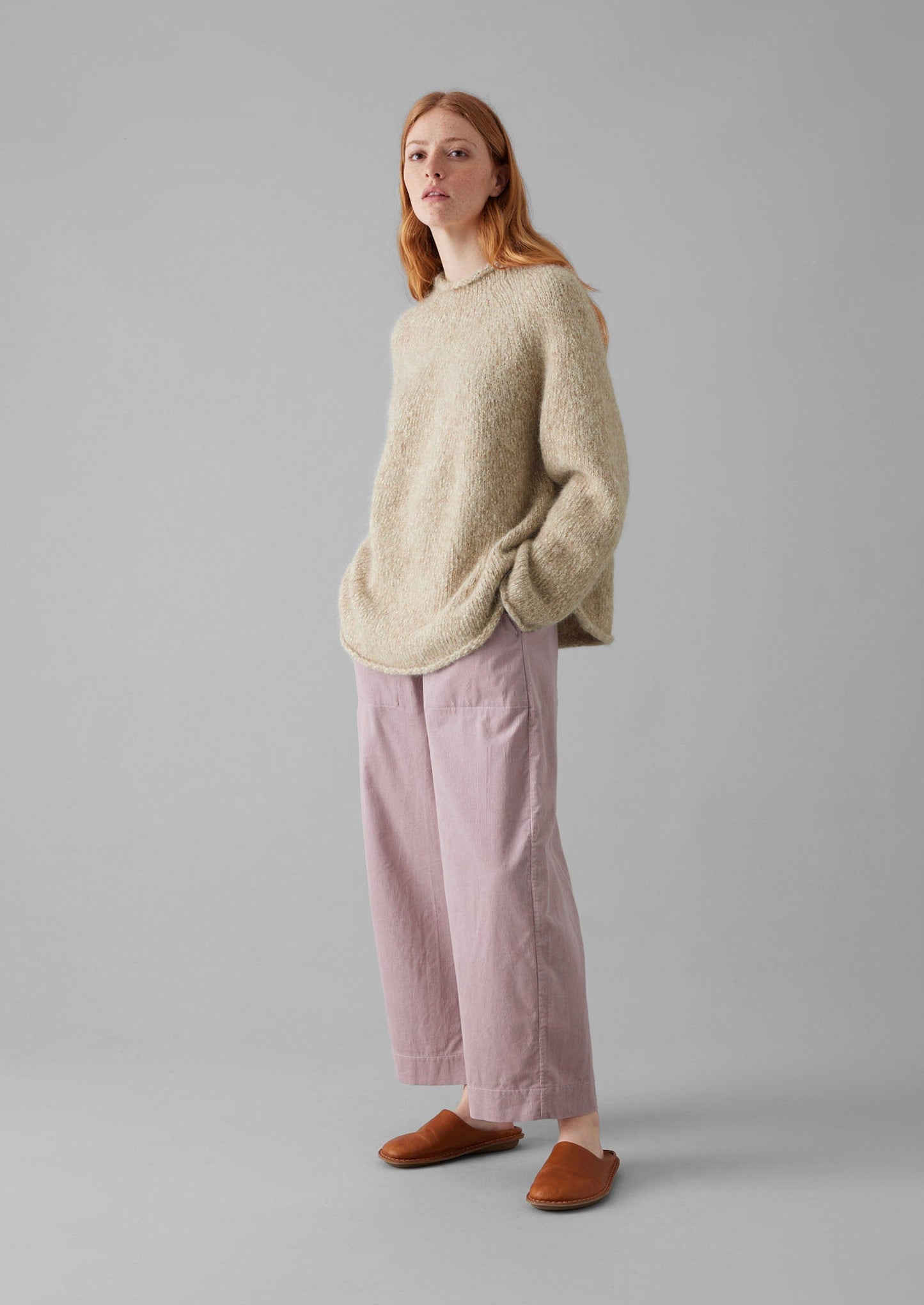 Pantaloni a gamba cilindrica in velluto a coste organico | Wood Lilac
