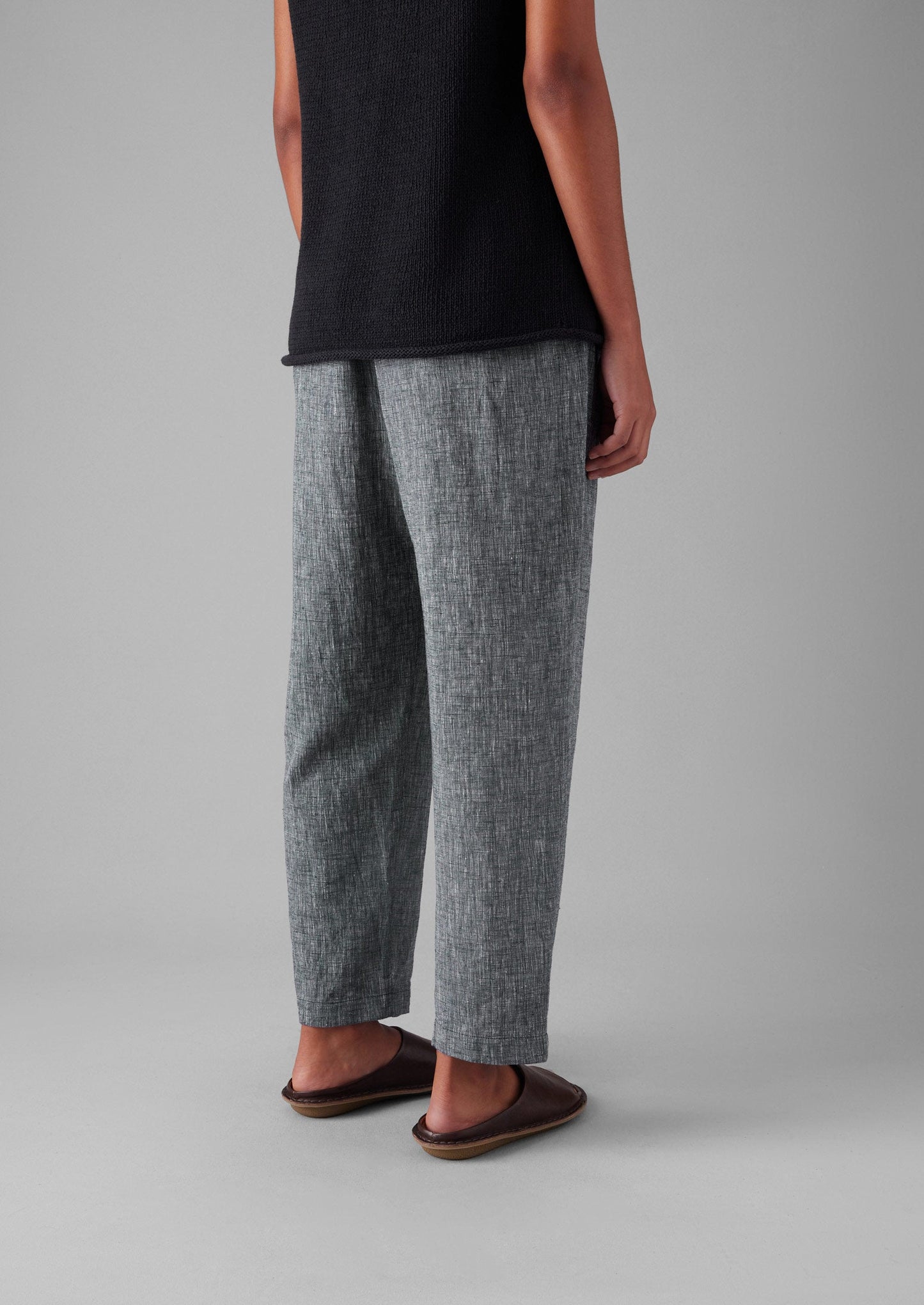 Pantaloni in lino e cotone inciso Alix | Blu melange