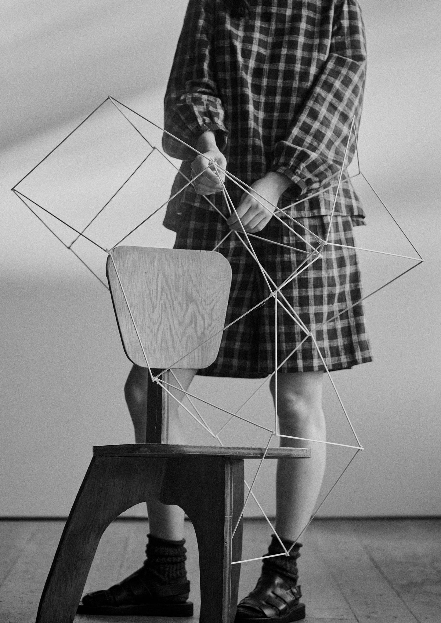 Pantaloncini in cotone e lino a quadri | Ardesia