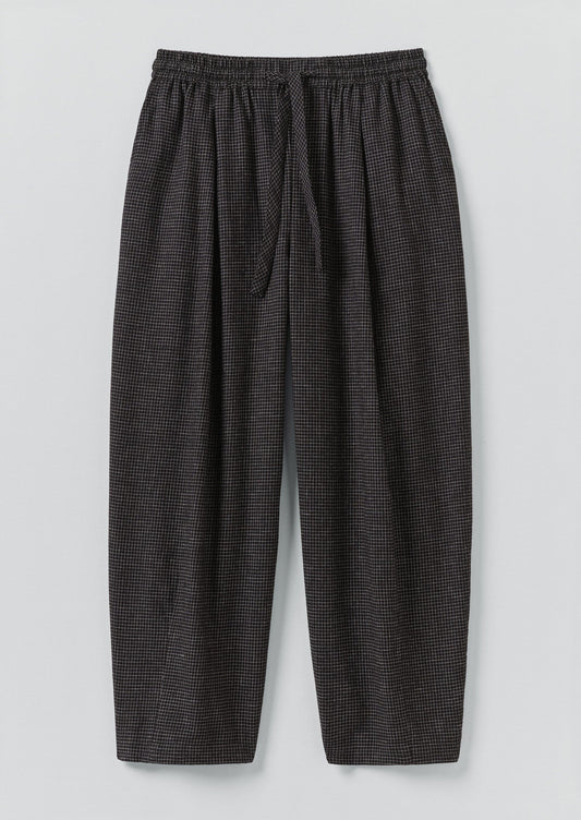 Pantaloni in cotone e cashmere a quadri Minako | Nero/Ecru