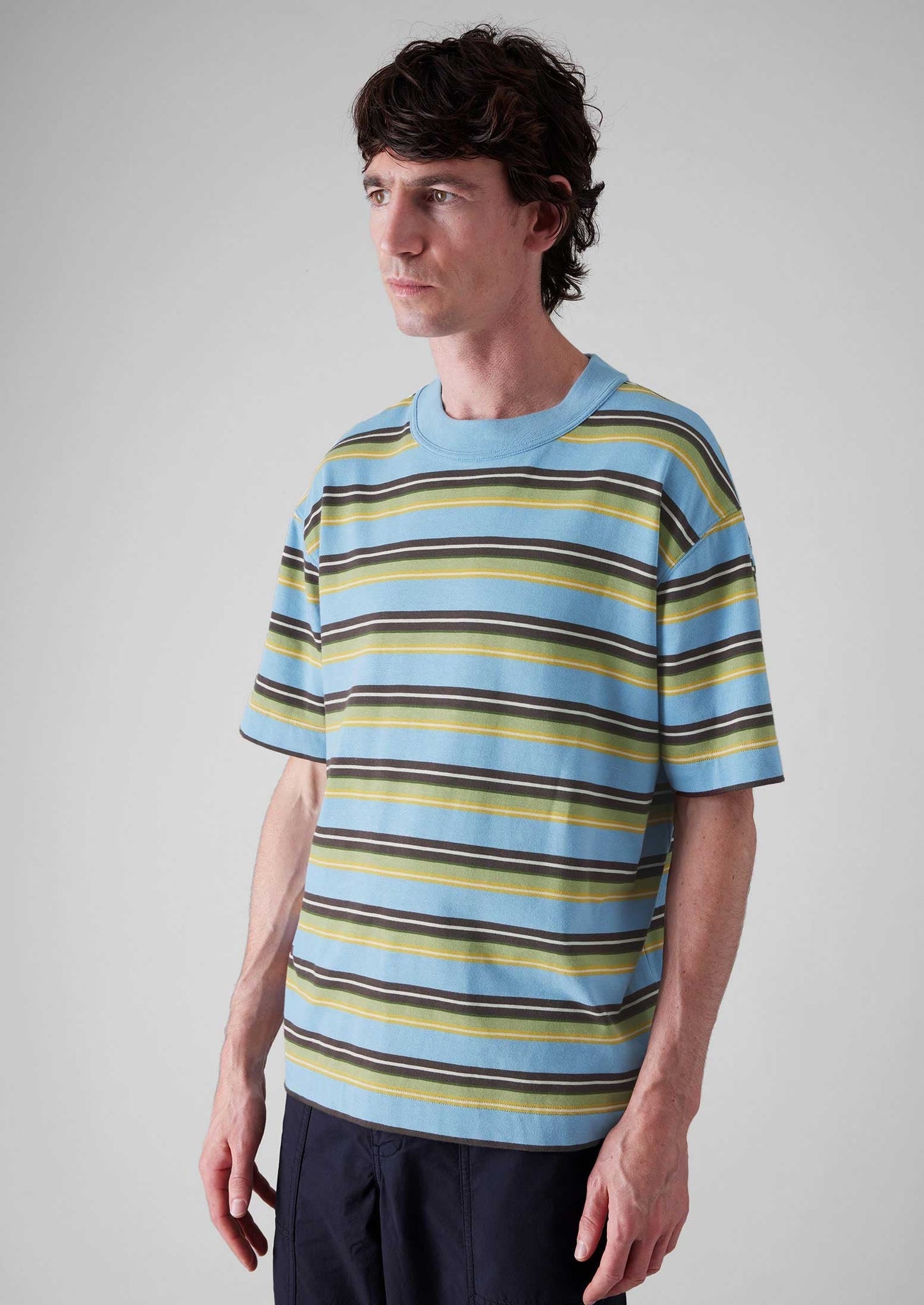 Maglietta in cotone a righe vivaci | Blu multicolore