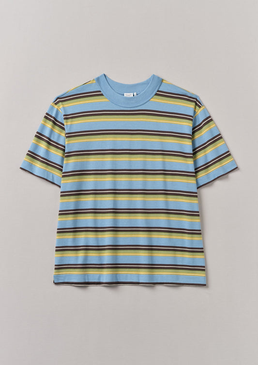 Maglietta in cotone a righe vivaci | Blu multicolore