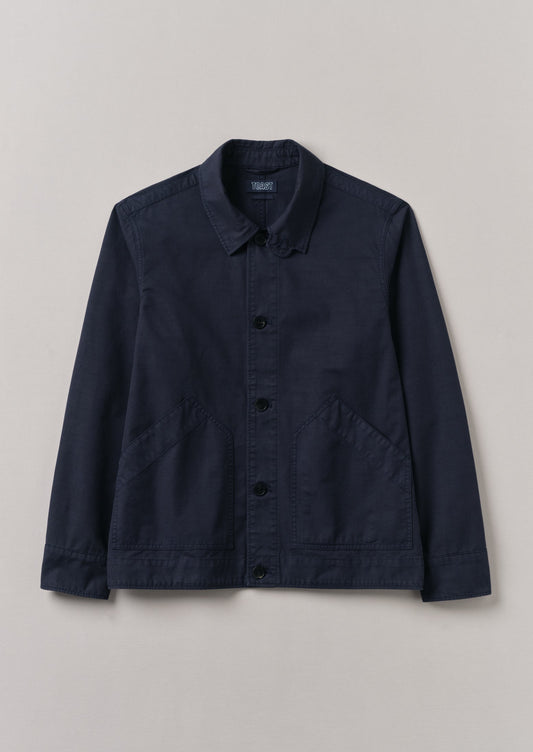 Giacca coach in cotone biologico con tasca applicata | Blu navy