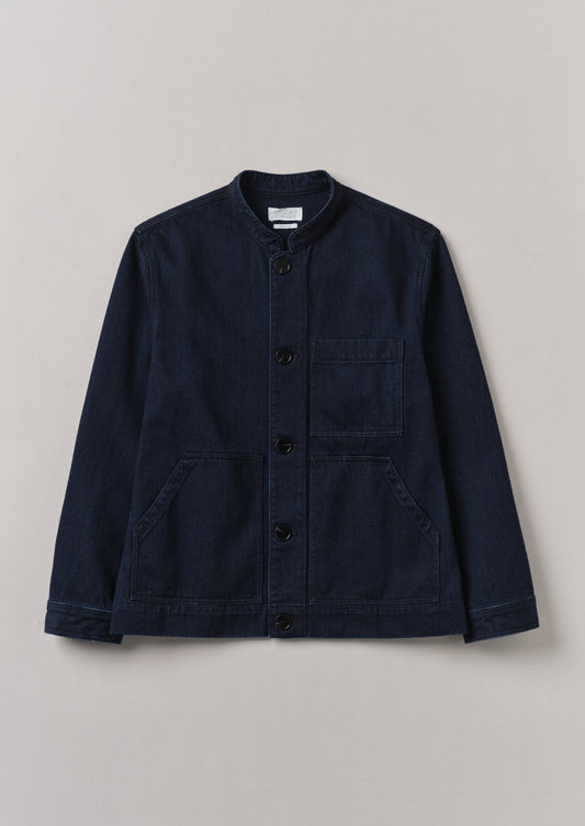 Giacca in denim giapponese con collo alto | Indaco