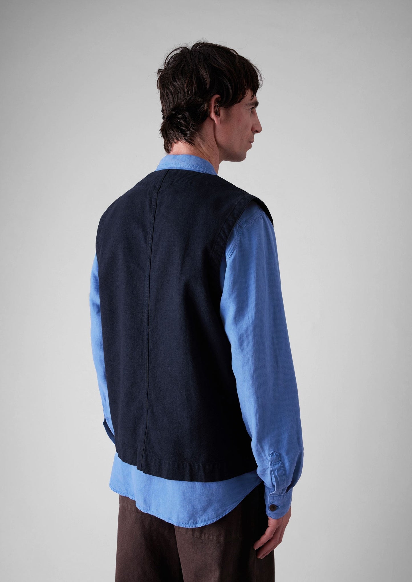 Gilet in tela di cotone tinto in capo | Blu navy