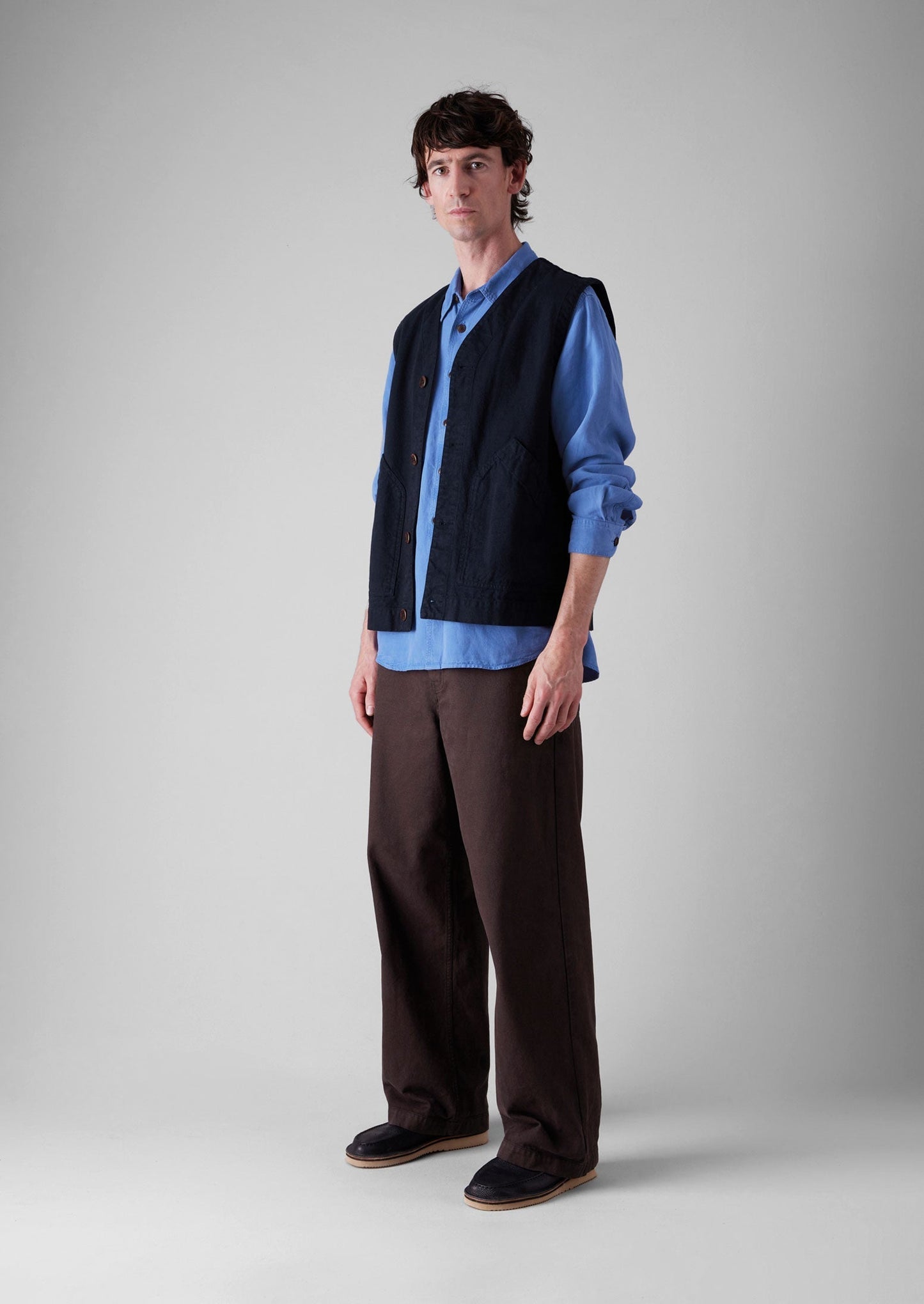 Gilet in tela di cotone tinto in capo | Blu navy
