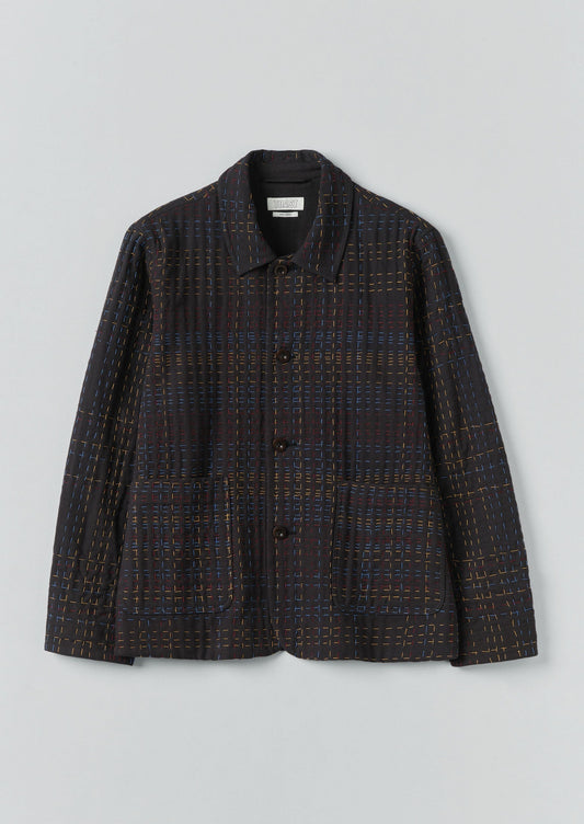 Giacca in tweed con punto Kantha | Ardesia