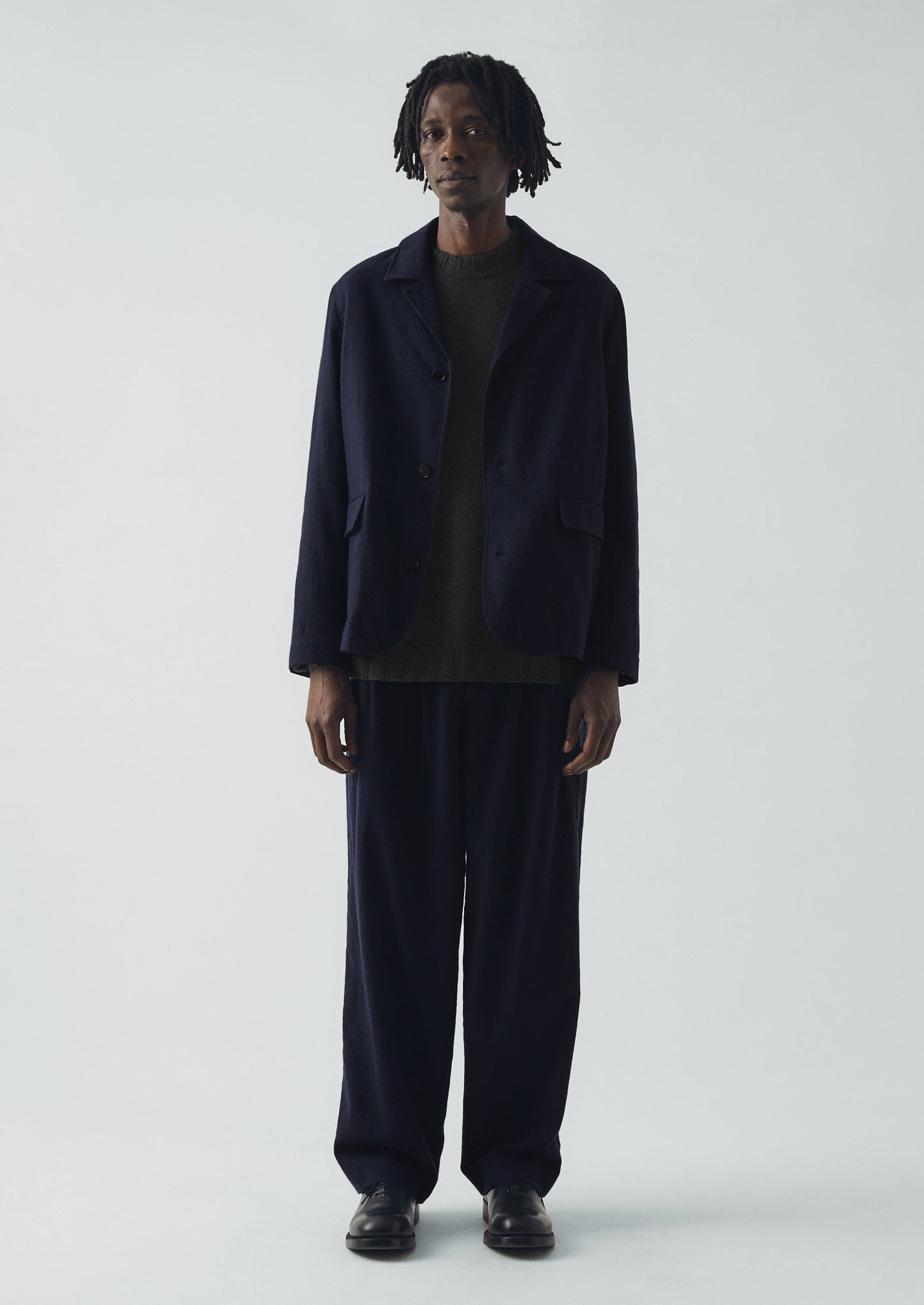 Giacca in cotone e lana pied de poule | Blu navy scuro