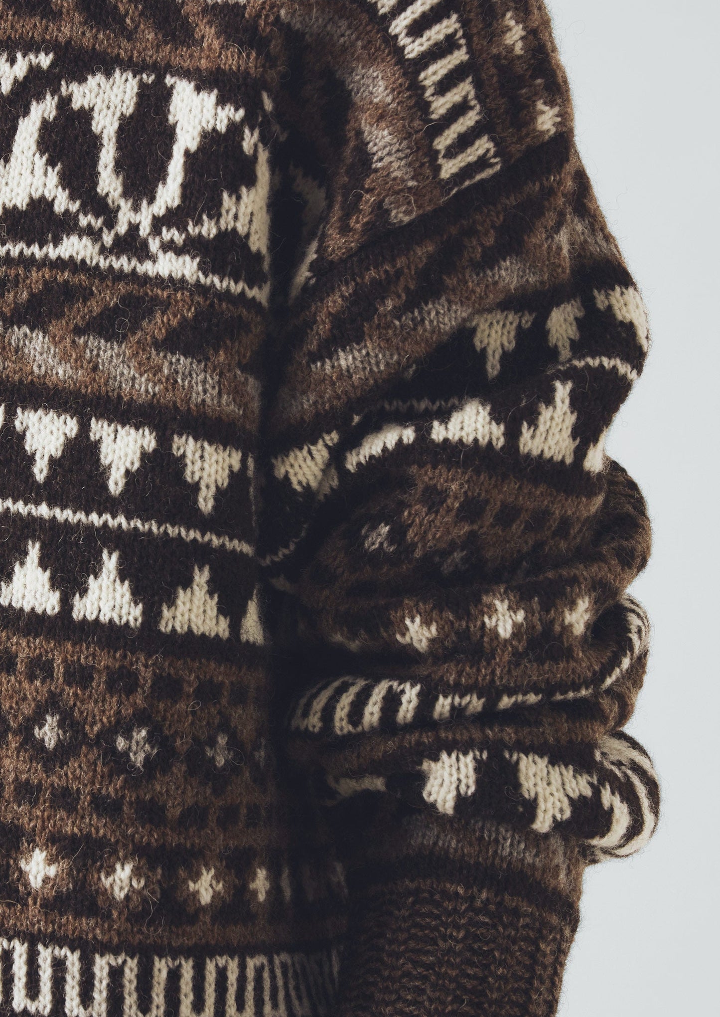 Maglione in lana Shetland con motivo jacquard grafico | Naturale/Multicolore