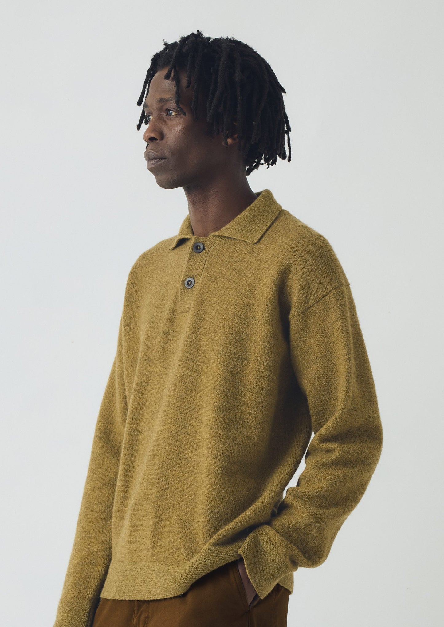 Maglione polo in lana e alpaca | Pera