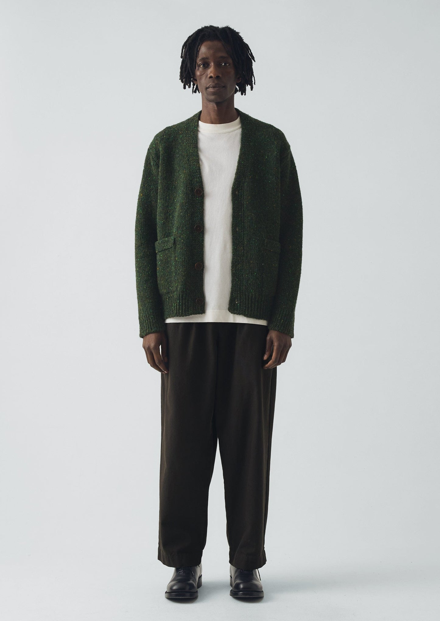 Cardigan con scollo a V in lana Donegal | Foresta