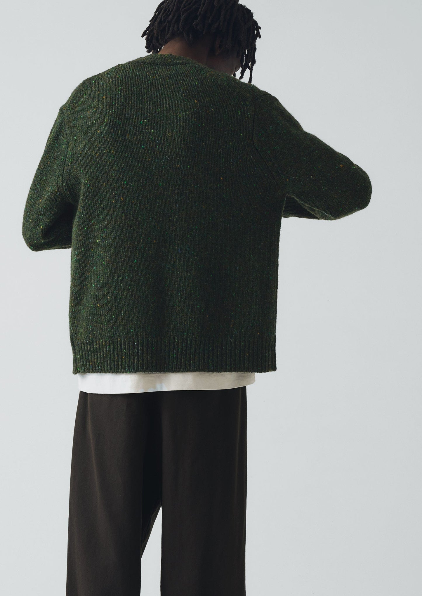 Cardigan con scollo a V in lana Donegal | Foresta