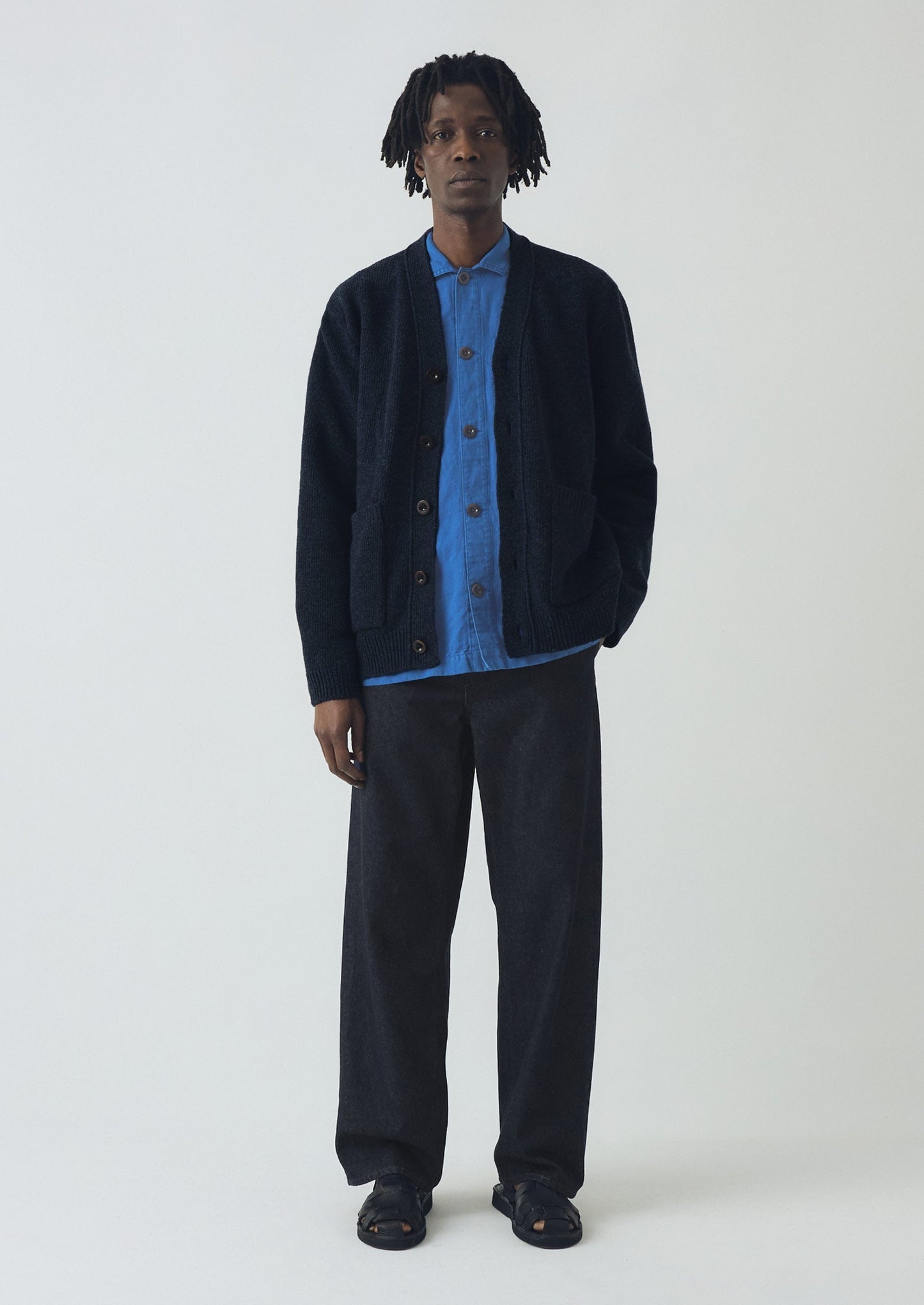 Cardigan in lana mélange | Blu navy mélange