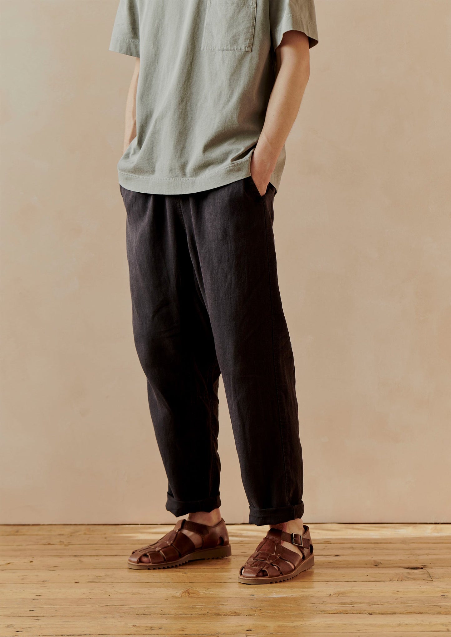Pantaloni in lino tinto in capo Alfie | Ardesia