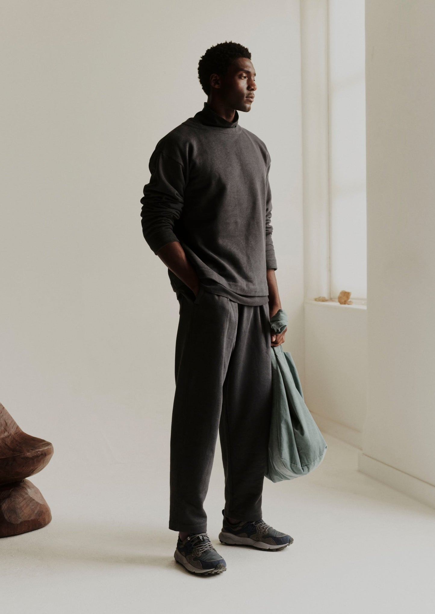Pantaloni da salotto in canapa e cotone spazzolato | Carbone