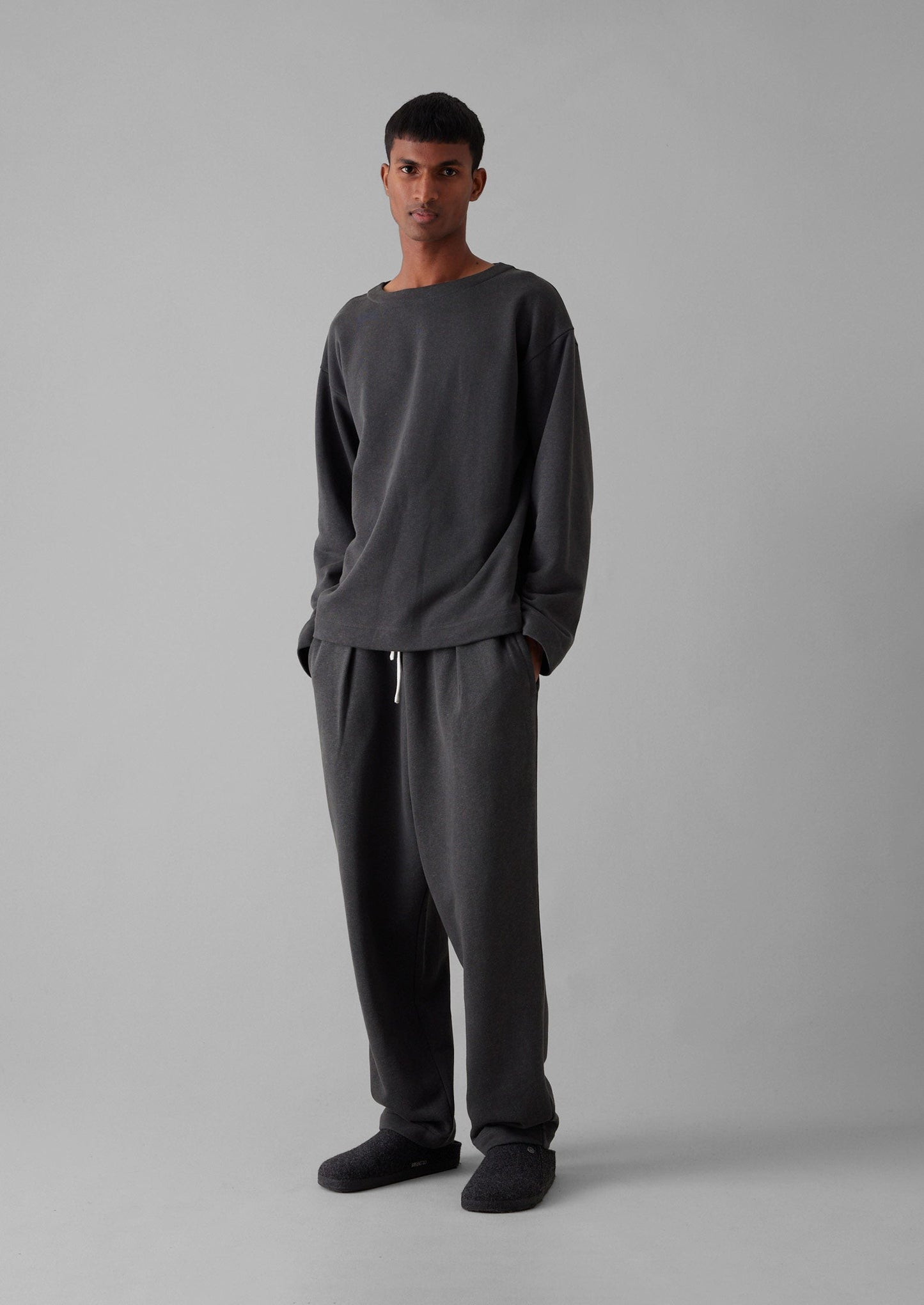 Pantaloni da salotto in canapa e cotone spazzolato | Carbone