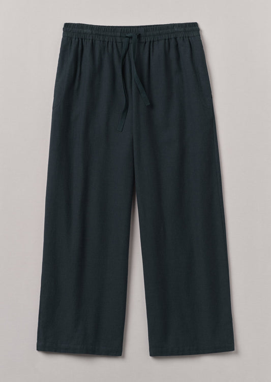 Pantaloni con coulisse in cotone spazzolato a spina di pesce | Blu ardesia