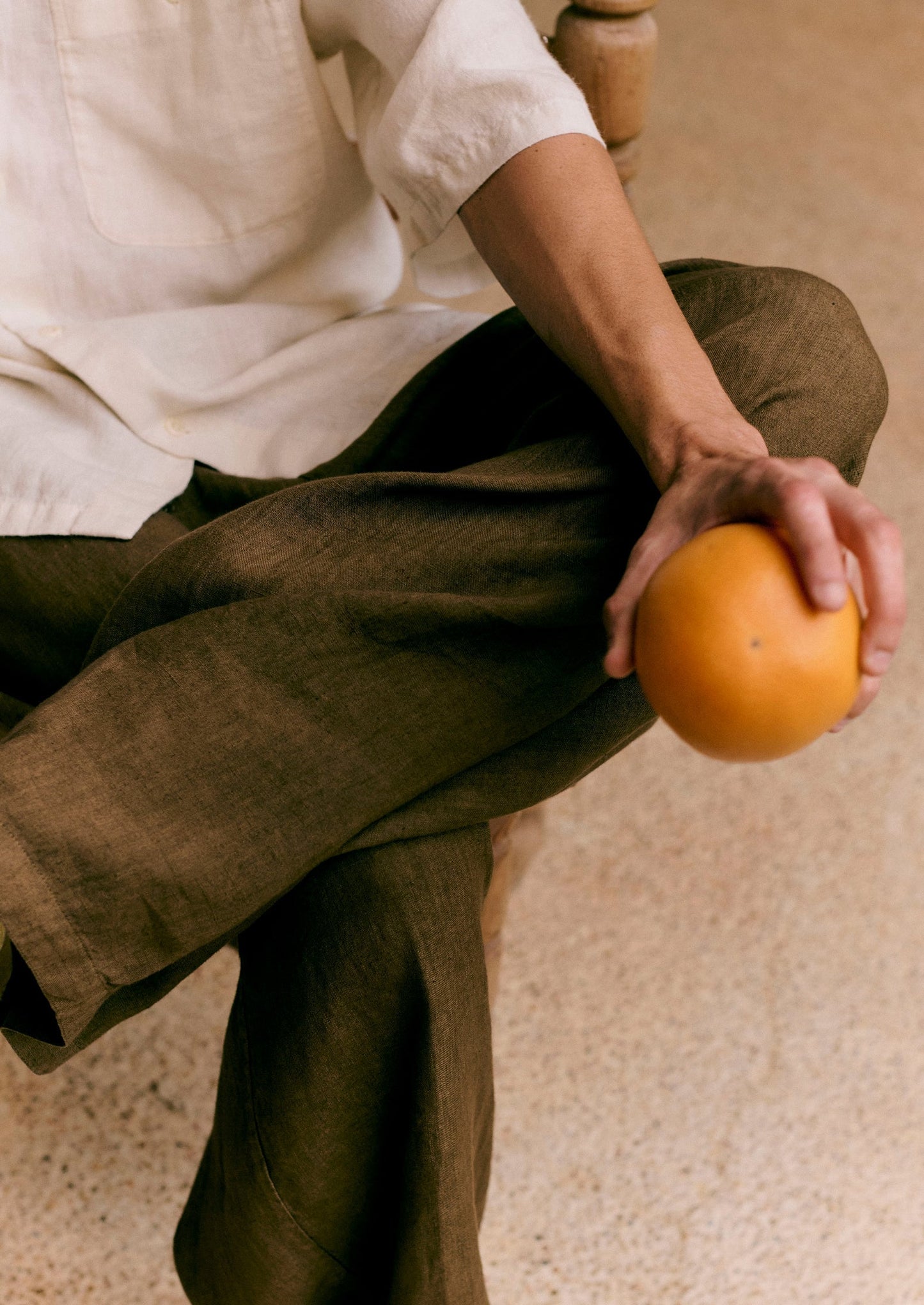 Pantaloni con coulisse in lino tinto in capo | Pera