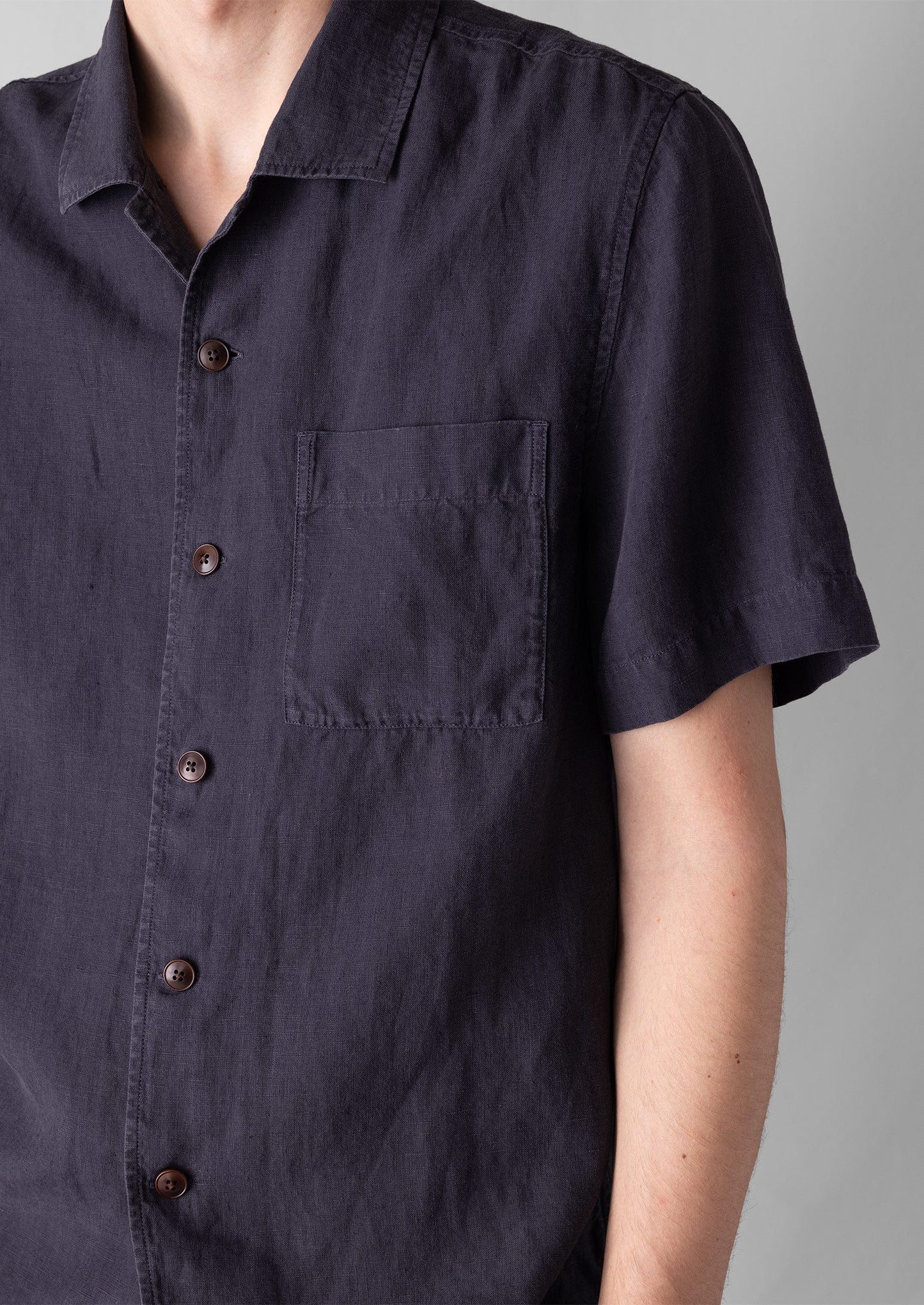 Camicia a maniche corte in lino | Ardesia