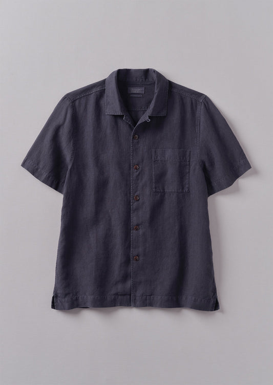 Camicia a maniche corte in lino | Ardesia