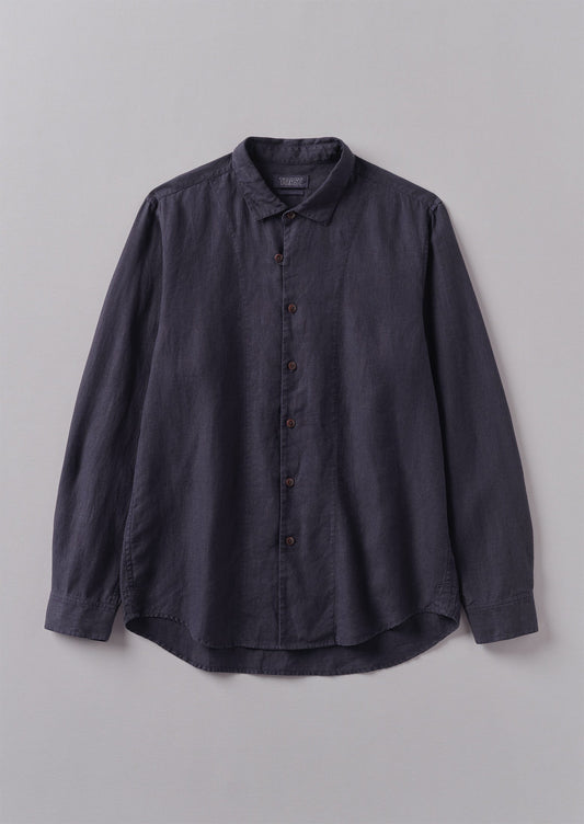 Camicia in lino con bottoni ad anello | Ardesia