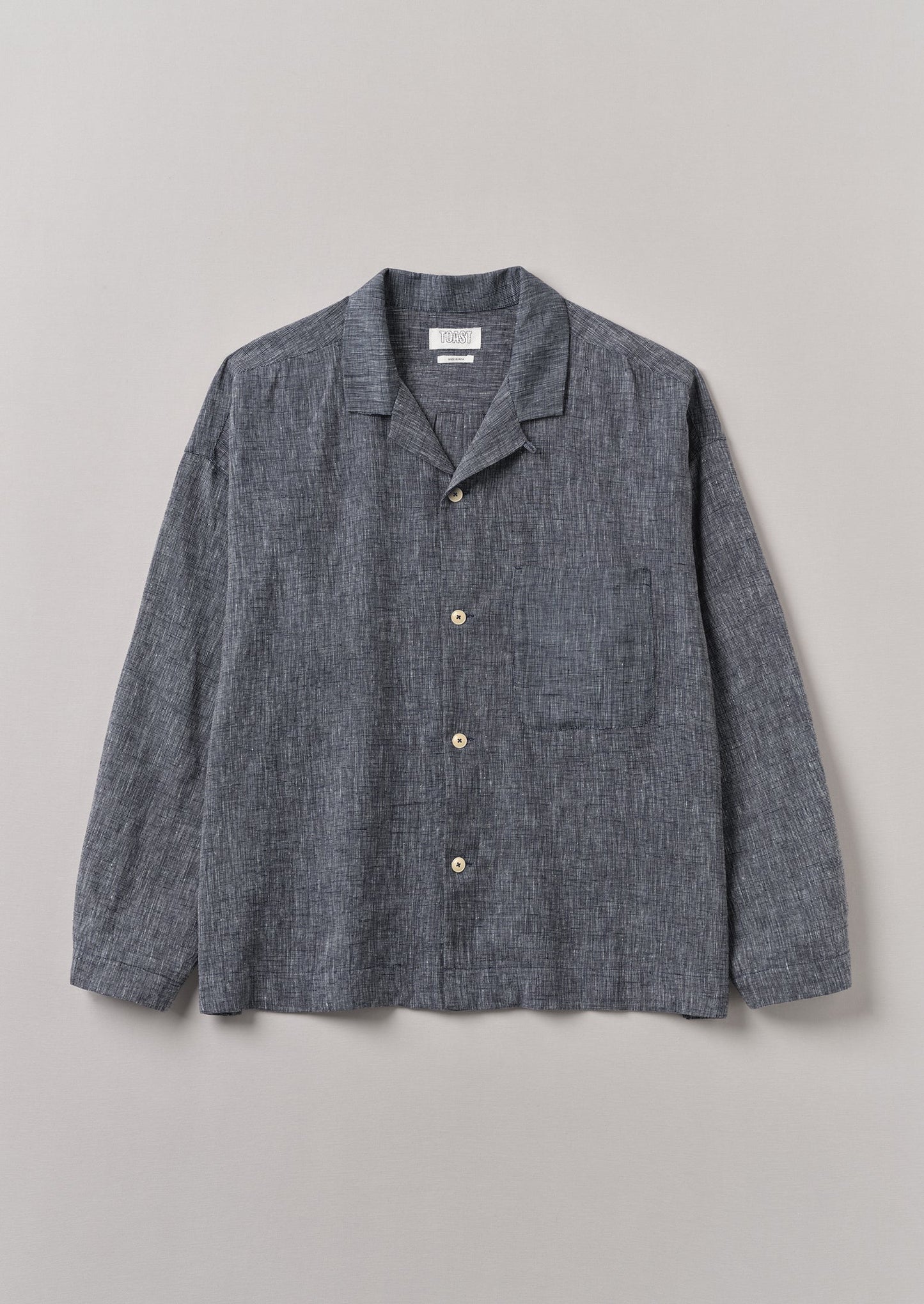 Camicia in lino e cotone inciso | Blu melange