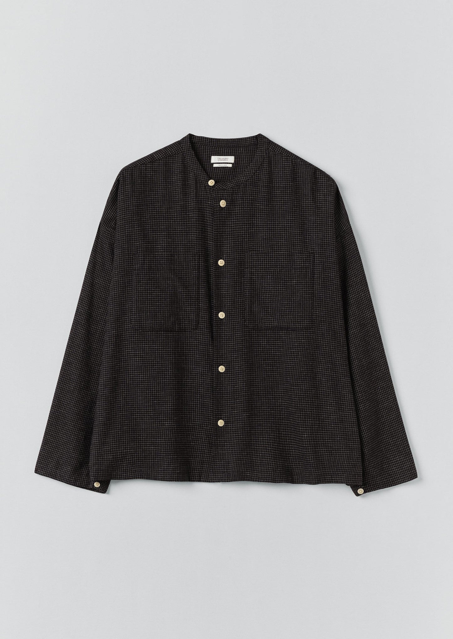 Camicia da giorno a quadri in cotone e cashmere | Nero/Ecru
