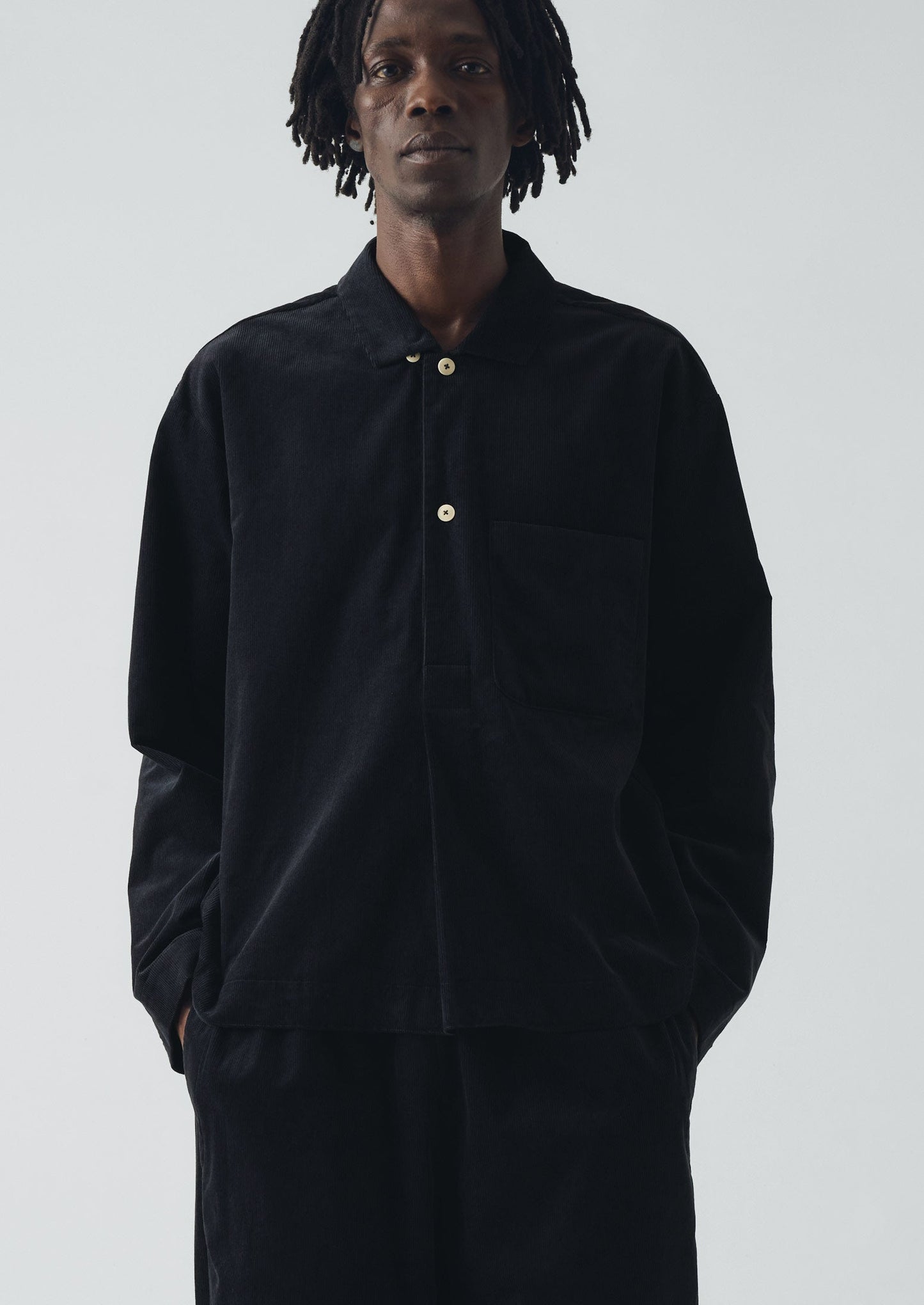 Camicia popover in velluto a coste organico | Mezzanotte