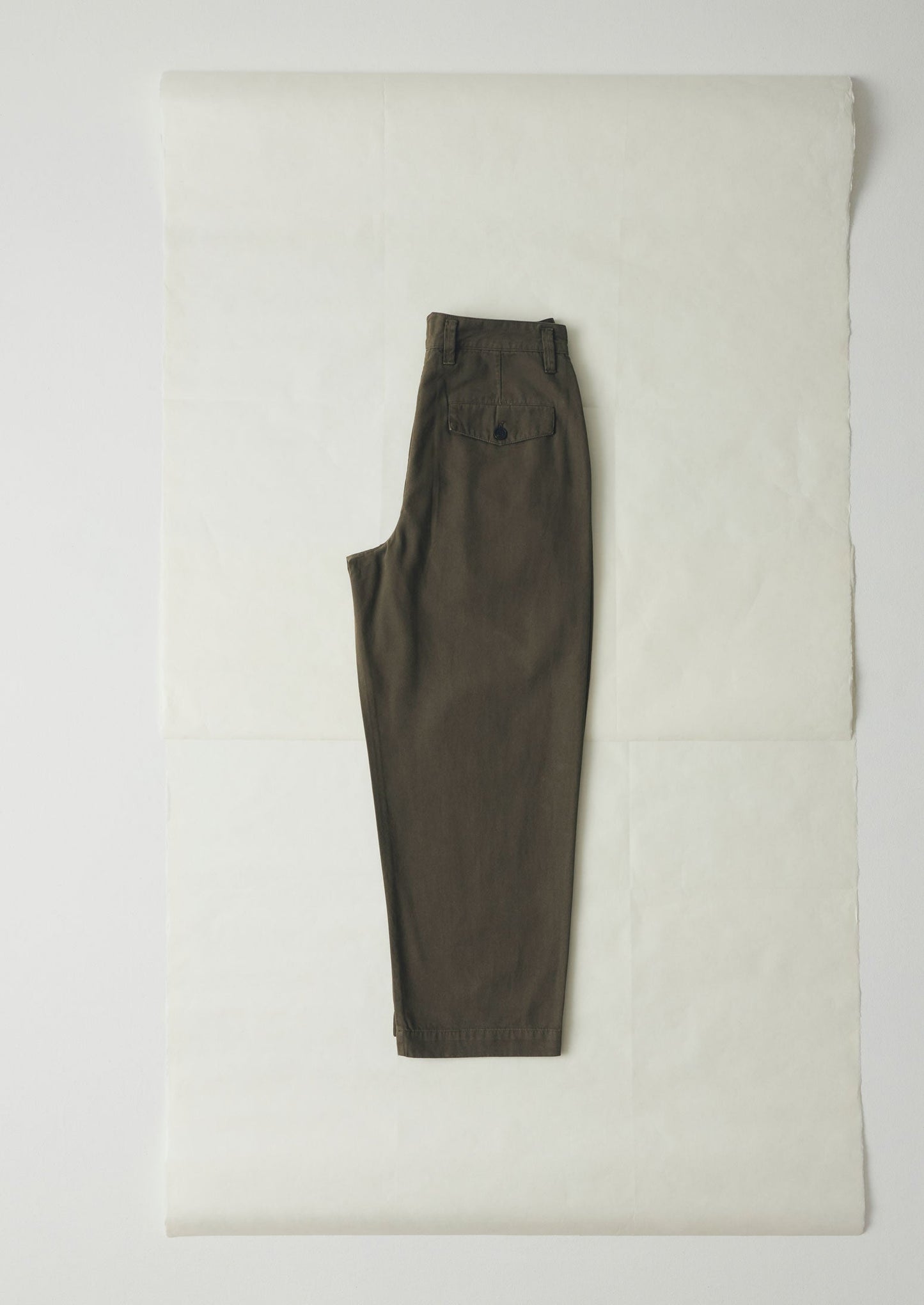Pantaloni a gamba larga in tela di cotone Bill | Verde oliva scuro