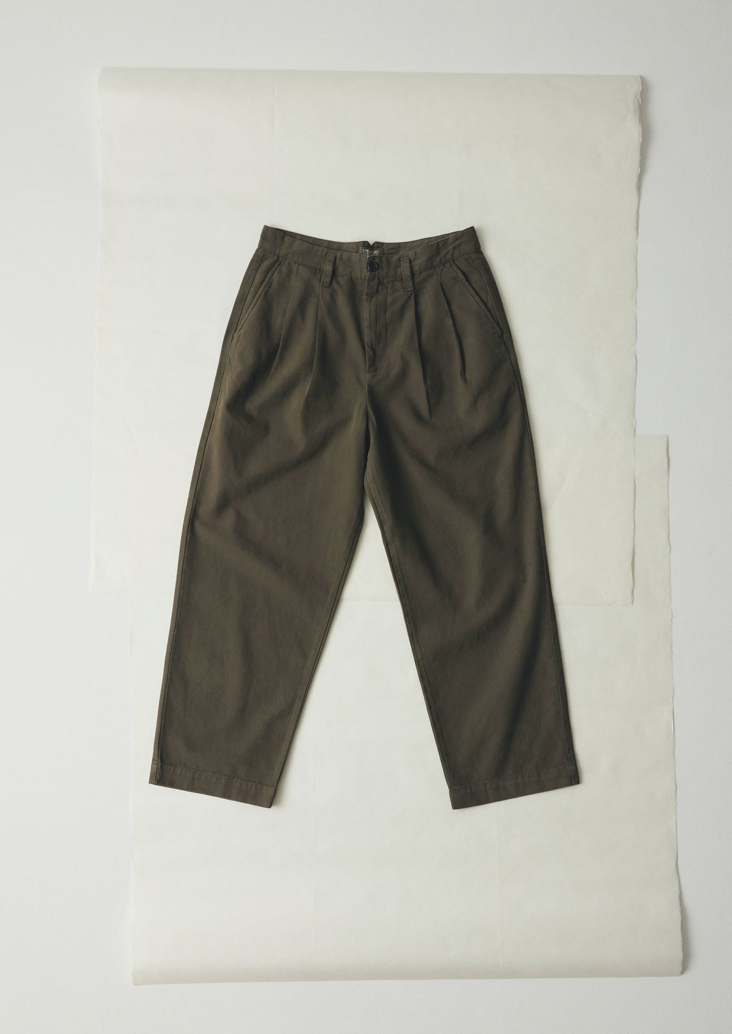 Pantaloni a gamba larga in tela di cotone Bill | Verde oliva scuro