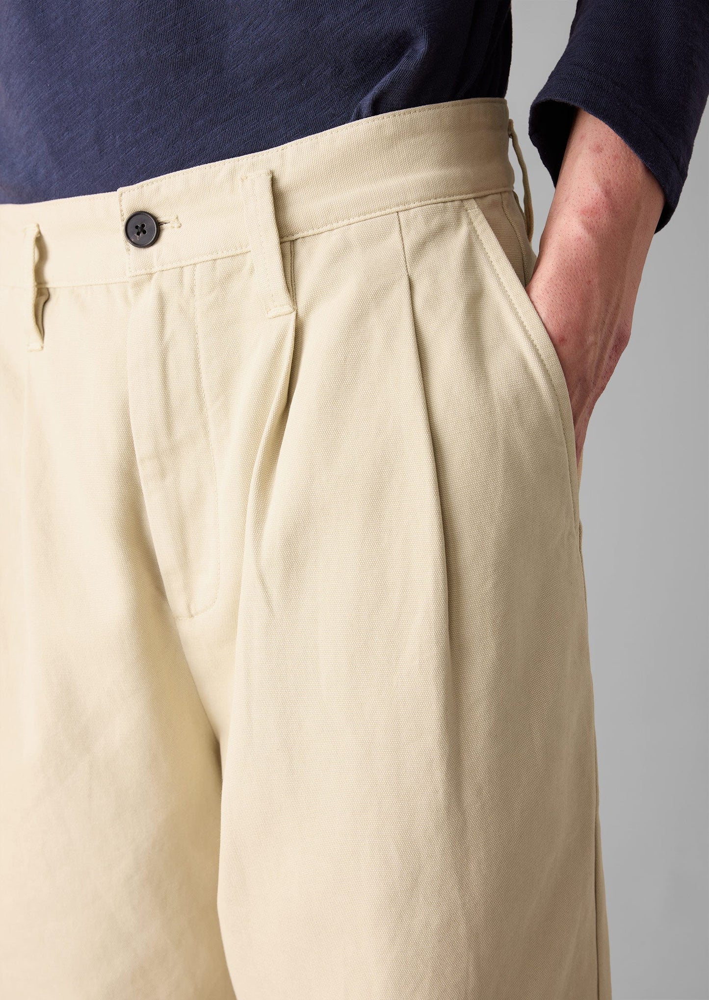 Pantaloni a gamba larga in tela di cotone Bill | Pietra