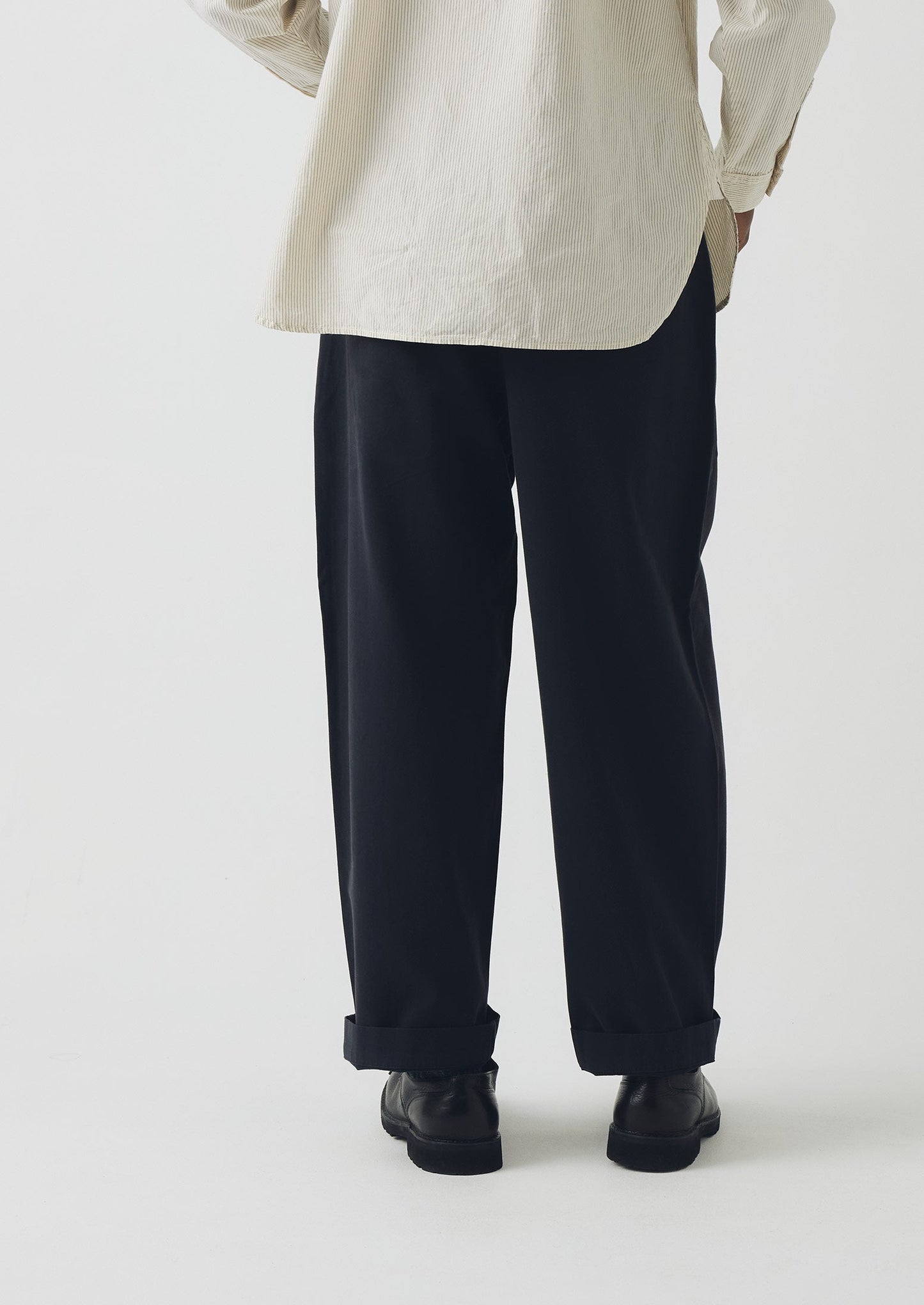 Pantaloni a gamba larga in tela di cotone Bill | Blu navy scuro