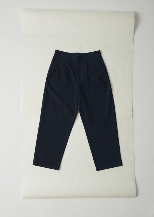 Pantaloni a gamba larga in tela di cotone Bill | Blu navy scuro